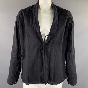 VISVIM Size XL Black Linen Long Sleeve Shirt